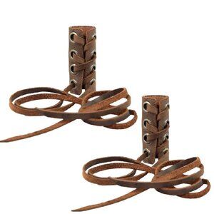 Set of 2 Leather Hair Ties for Women Ponytail Braid Holders Stylish Durable